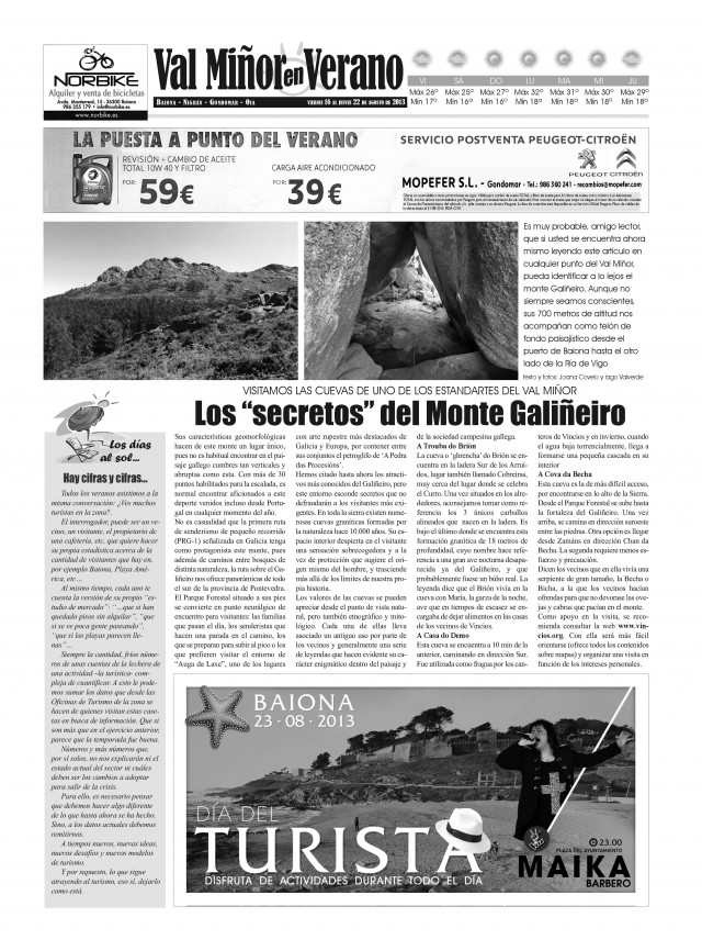 Os segredos da Serra do Galiñeiro no semanario Val Miñor en Verano